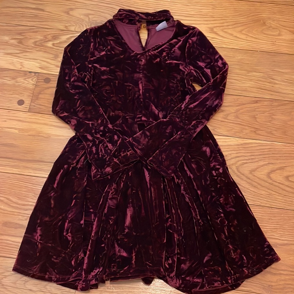 Girls, Falls Creek velvet maroon dress